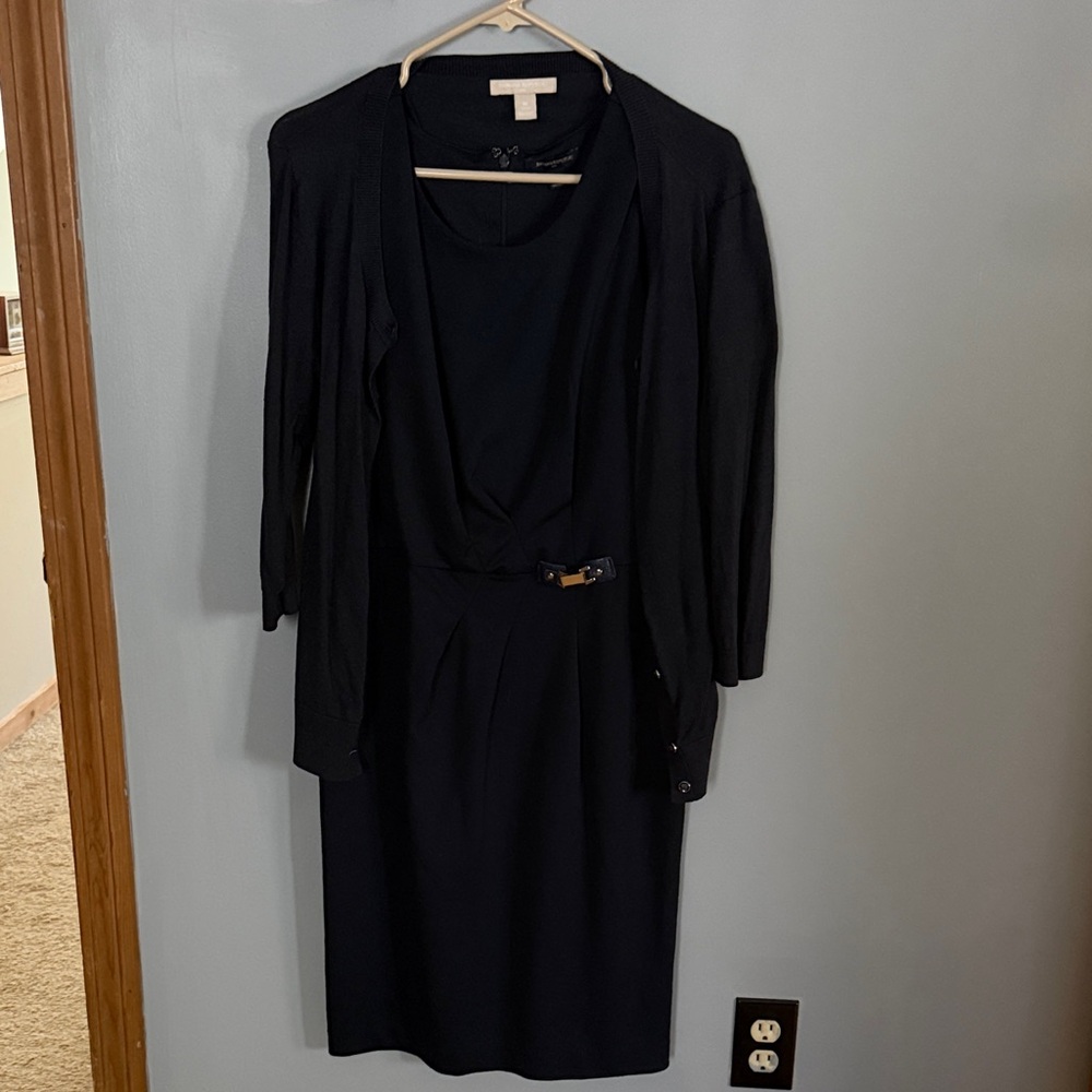 Banana Republic Navy Blue Women's Dress with Matching Cardigan